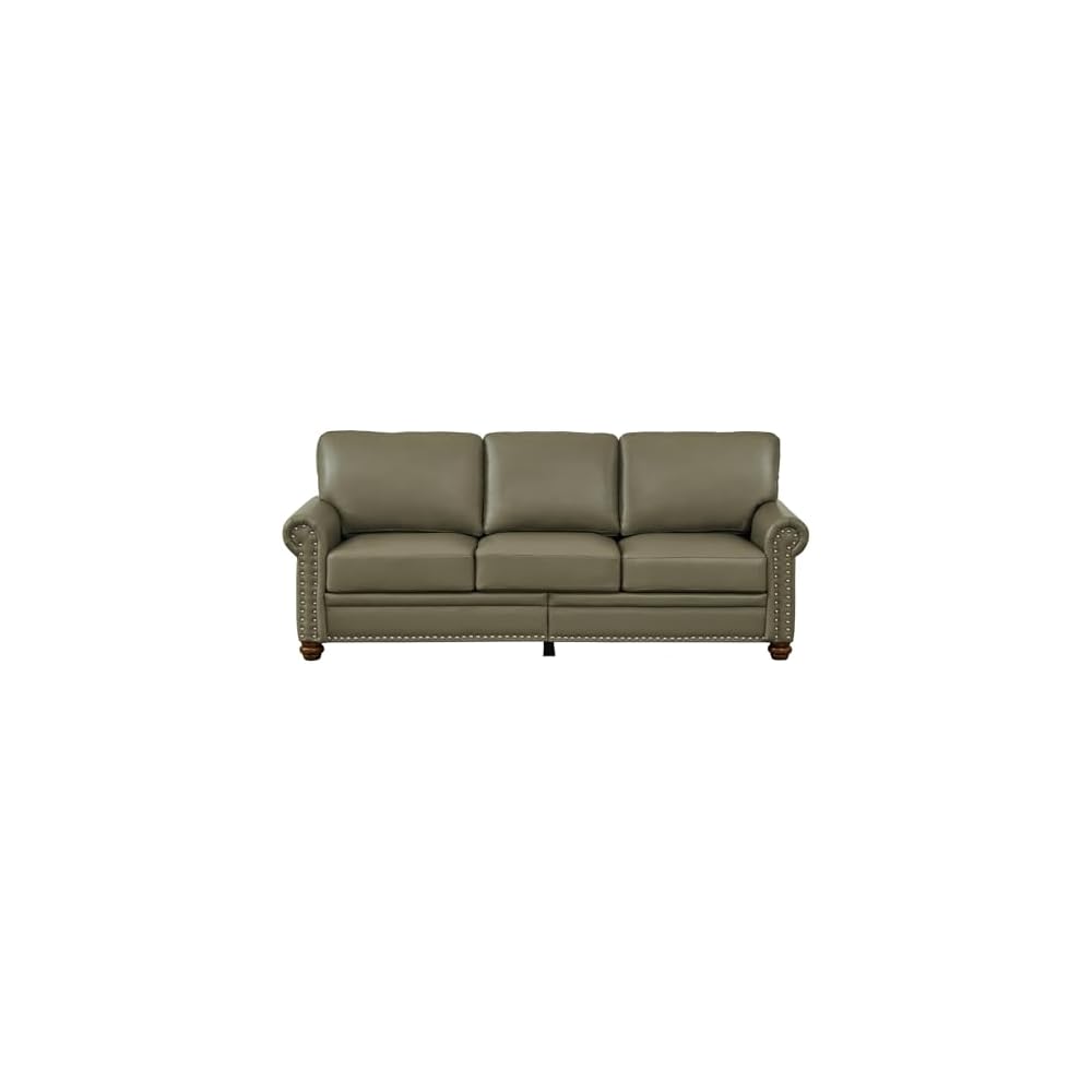 KEIKI 82.68" Chesterfield Sofa, Retro Style Upholstered Faux Leather PU Couch with Storage Space, Rolled Arm, Nailhead for Living Room Bedroom Office Apartment, Gray