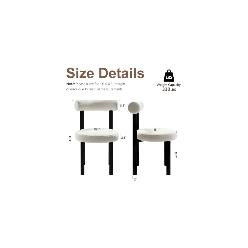 Small Armless Desk Chair with Back, Teddy Fabric Vainty Chair
