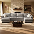 ModernMate 145.6" Oversized Modular Sectional Sofa, Down Filled Cloud Couch with Storage Ottoman, U Shaped Couch with 2 Pillows, 6 Seater Sectional Couches for Living Room, Oeko-TEX Certified, Gray